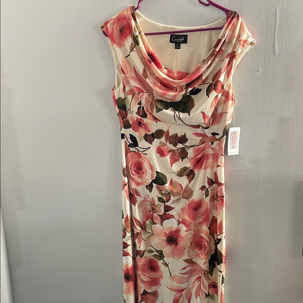 Connected Apparel Pink and Cream Maxi Dress